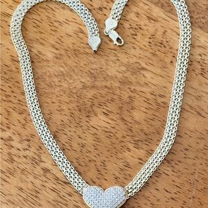 Elegant Heart Necklace, Stamped 925 Italy